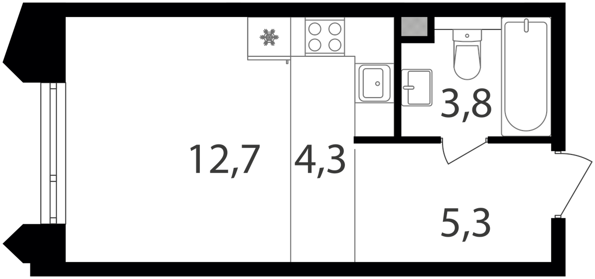 26,1 м², квартира-студия 15 594 750 ₽ - изображение 1