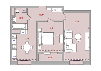 Квартира 68,5 м², 2-комнатная - изображение 1