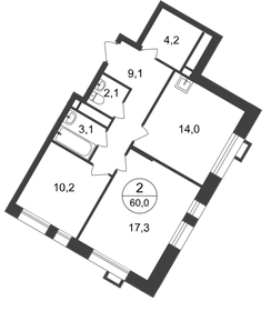 Квартира 60 м², 2-комнатная - изображение 1