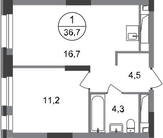 Квартира 36,7 м², 1-комнатная - изображение 1