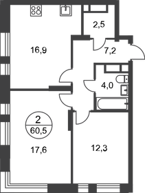 Квартира 60,5 м², 2-комнатная - изображение 1