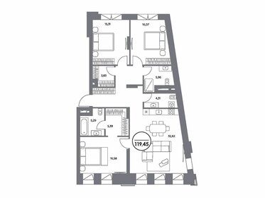 Квартира 119,5 м², 3-комнатные - изображение 1