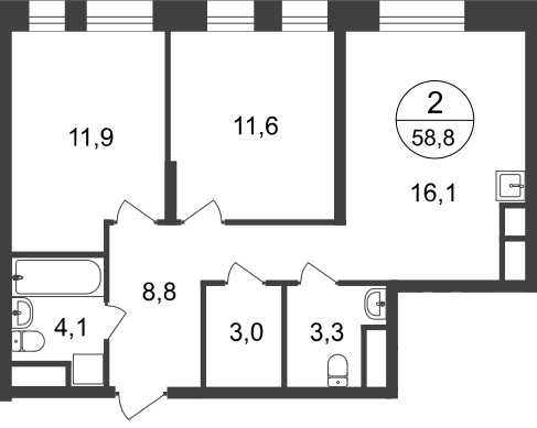 58,8 м², 2-комнатная квартира 15 343 879 ₽ - изображение 51