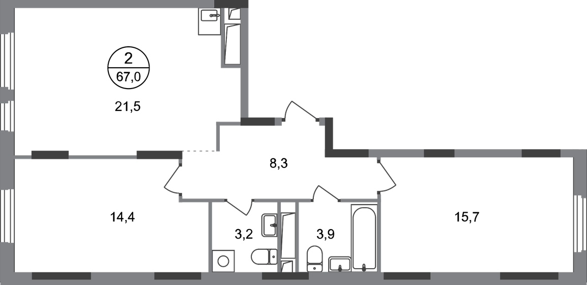 67 м², 2-комнатная квартира 16 469 733 ₽ - изображение 1