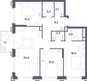 88,3 м², 3-комнатная квартира 39 746 124 ₽ - изображение 63