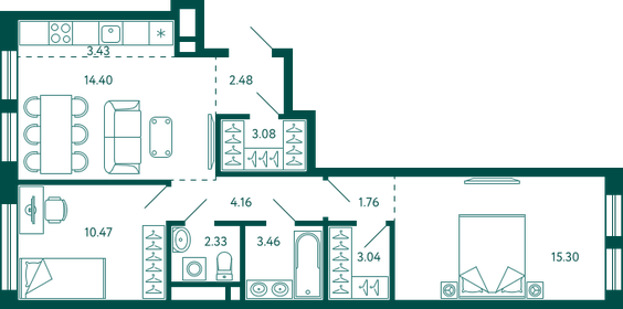 59,8 м², 2-комнатная квартира 11 158 823 ₽ - изображение 8