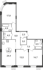 192 м², 4-комнатная квартира 168 126 256 ₽ - изображение 104