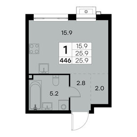 Квартира 25,9 м², 1-комнатная - изображение 1