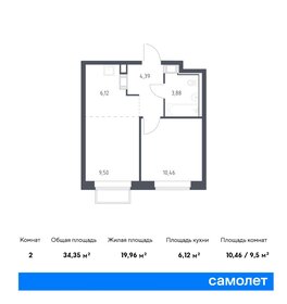 Квартира 34,4 м², 1-комнатная - изображение 1