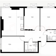 Квартира 73,4 м², 3-комнатная - изображение 1