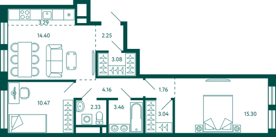 59,8 м², 2-комнатная квартира 11 158 823 ₽ - изображение 9
