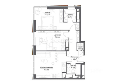 Квартира 68,5 м², 2-комнатная - изображение 2