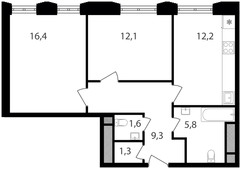 58,7 м², 2-комнатные апартаменты 13 630 140 ₽ - изображение 22