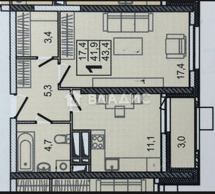 43,4 м², 1-комнатная квартира 13 300 000 ₽ - изображение 96