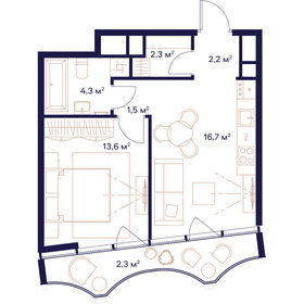 44,8 м², 1-комнатная квартира 23 048 000 ₽ - изображение 16