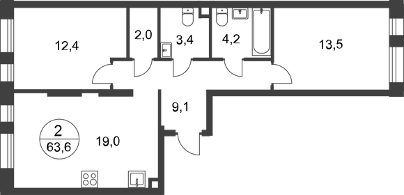 61,8 м², 2-комнатная квартира 16 979 260 ₽ - изображение 17