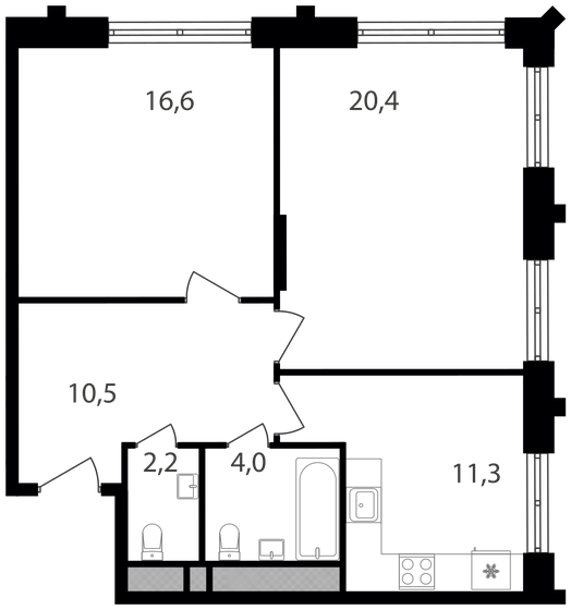 65 м², 2-комнатная квартира 18 206 500 ₽ - изображение 1