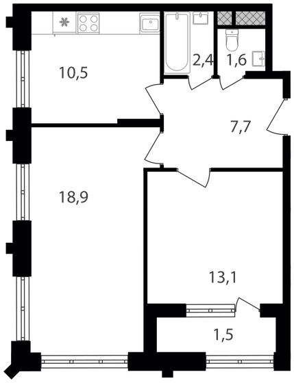 55,7 м², 2-комнатная квартира 17 077 620 ₽ - изображение 1