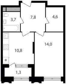 Квартира 42,2 м², 1-комнатная - изображение 1