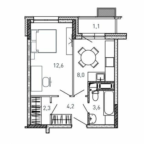 31,8 м², 1-комнатная квартира 5 946 600 ₽ - изображение 17