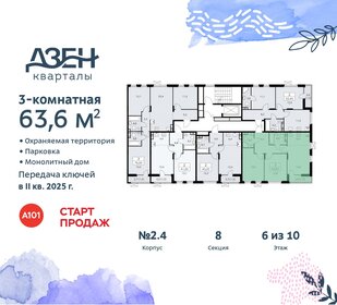 62 м², 3-комнатная квартира 12 900 000 ₽ - изображение 126