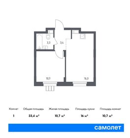 Квартира 33,4 м², 1-комнатные - изображение 1