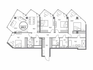 186,4 м², 4-комнатные апартаменты 118 830 000 ₽ - изображение 130