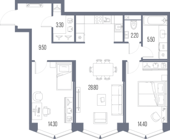 75,8 м², 2-комнатная квартира 32 290 800 ₽ - изображение 25