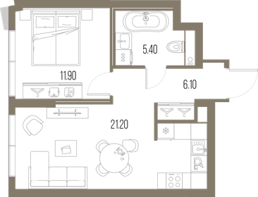44,4 м², 1-комнатная квартира 19 265 160 ₽ - изображение 59