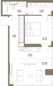 Квартира 58,1 м², 1-комнатная - изображение 1