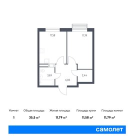 Квартира 35,5 м², 1-комнатная - изображение 1