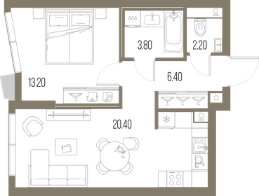 48 м², 1-комнатная квартира 21 484 800 ₽ - изображение 64