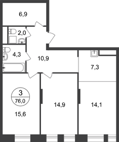 Квартира 76 м², 3-комнатная - изображение 1