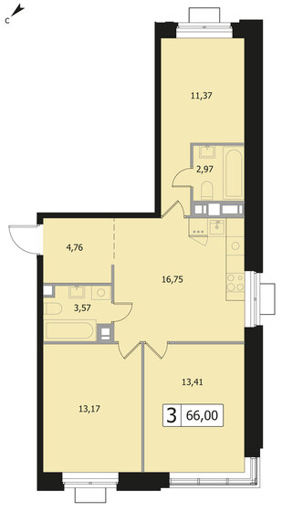 66 м², 3-комнатная квартира 12 045 000 ₽ - изображение 45