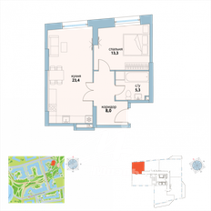 Квартира 49,3 м², 1-комнатная - изображение 2