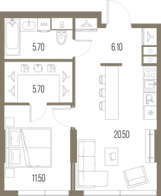 49,5 м², 1-комнатная квартира 24 873 750 ₽ - изображение 53