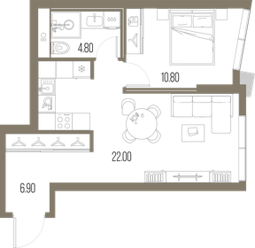 44,7 м², 1-комнатная квартира 19 833 390 ₽ - изображение 35