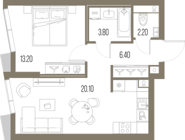 46,3 м², 1-комнатная квартира 20 154 390 ₽ - изображение 32