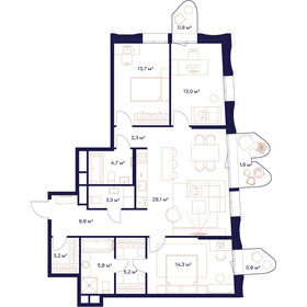 Квартира 105,6 м², 3-комнатная - изображение 1