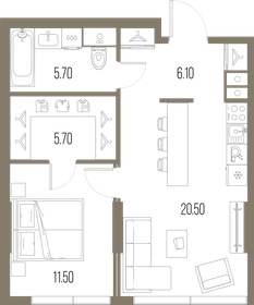 48,9 м², 1-комнатная квартира 23 633 370 ₽ - изображение 57