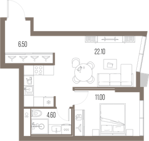 43,9 м², 1-комнатная квартира 19 522 330 ₽ - изображение 65