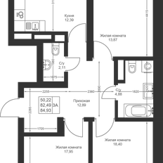 Квартира 84,9 м², 3-комнатная - изображение 2