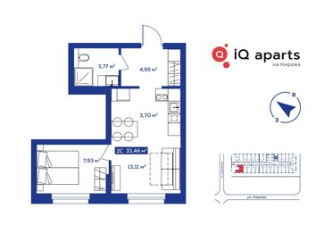 33,4 м², 2-комнатные апартаменты 6 390 000 ₽ - изображение 100