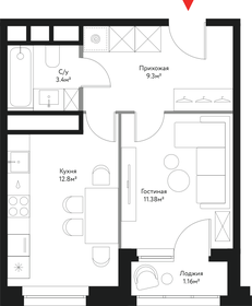 Квартира 38 м², 1-комнатная - изображение 1