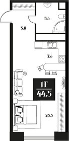 Квартира 44,5 м², студия - изображение 1