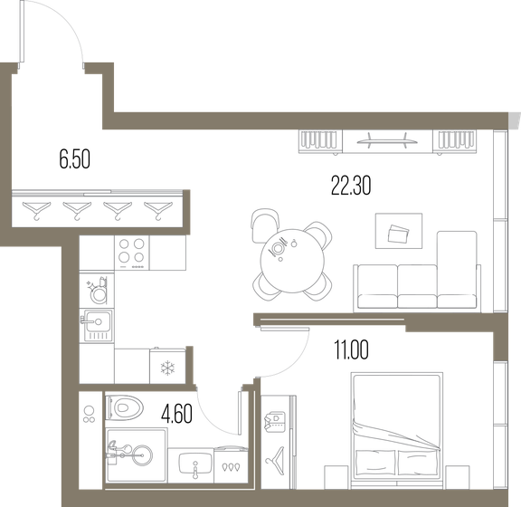 44,4 м², 1-комнатная квартира 19 265 160 ₽ - изображение 1