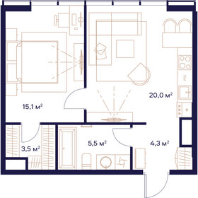 49,4 м², 1-комнатная квартира 25 245 800 ₽ - изображение 43