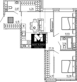 Квартира 73,9 м², 2-комнатная - изображение 1