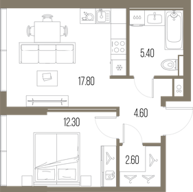 42,7 м², 1-комнатная квартира 19 650 540 ₽ - изображение 53