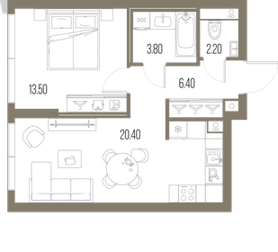 46,3 м², 1-комнатная квартира 20 154 390 ₽ - изображение 29